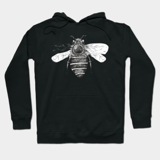 Pen and Ink Bee Design Black and White Hoodie